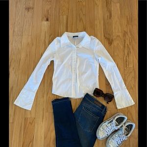 My Michelle- White Long Sleeve Button up Blouse